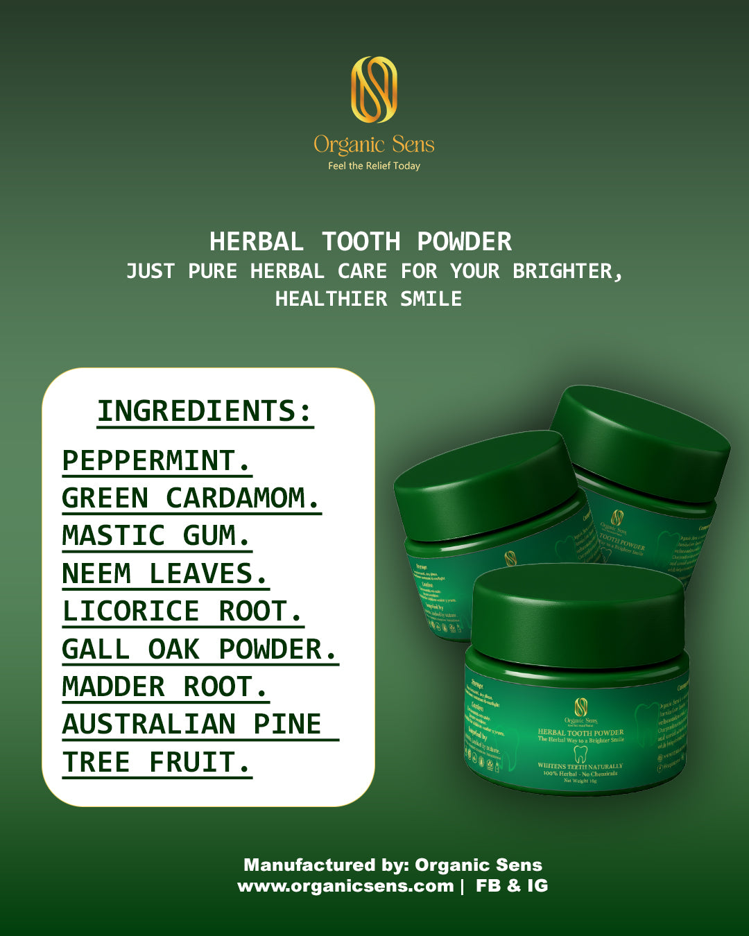 Herbal Tooth Powder Organic Sens